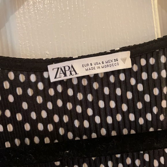 ZARA black and white polka dot long sleeve shirt - Picture 2 of 5